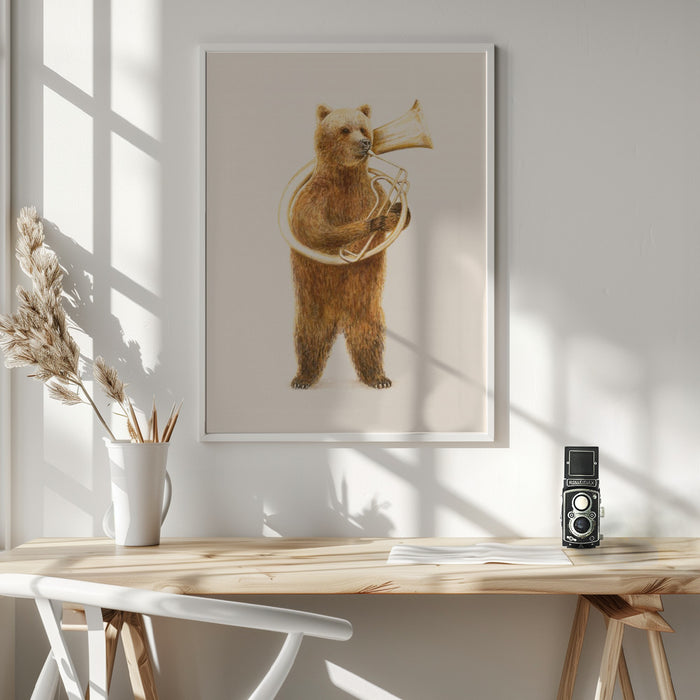 The Bear and His Helicon Framed Art Wall Decor