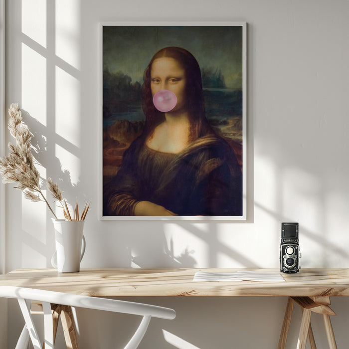 Mona Lisa Bubble Gum Framed Art Wall Decor