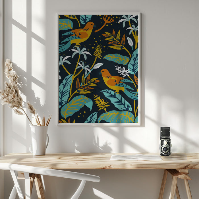 Birds and Plants Framed Art Wall Decor