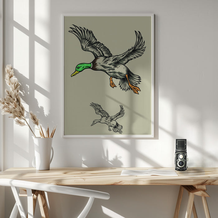 Flying Ducks Framed Art Wall Decor