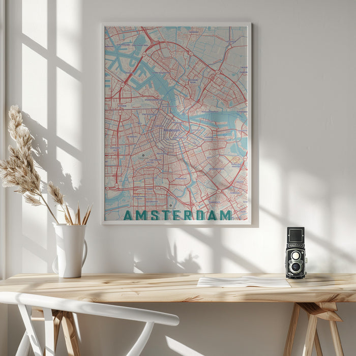 Retro Map   Amsterdam Framed Art Wall Decor