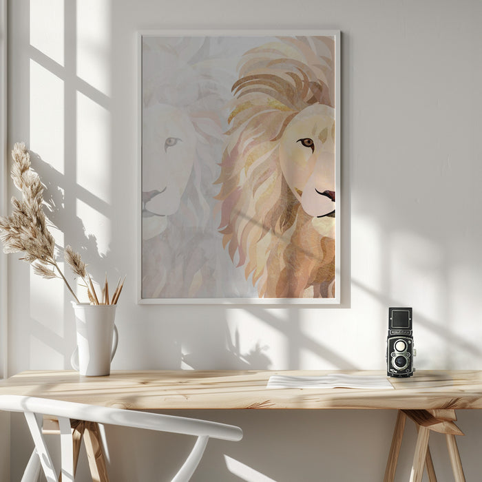 Lion Half face 1 Framed Art Wall Decor