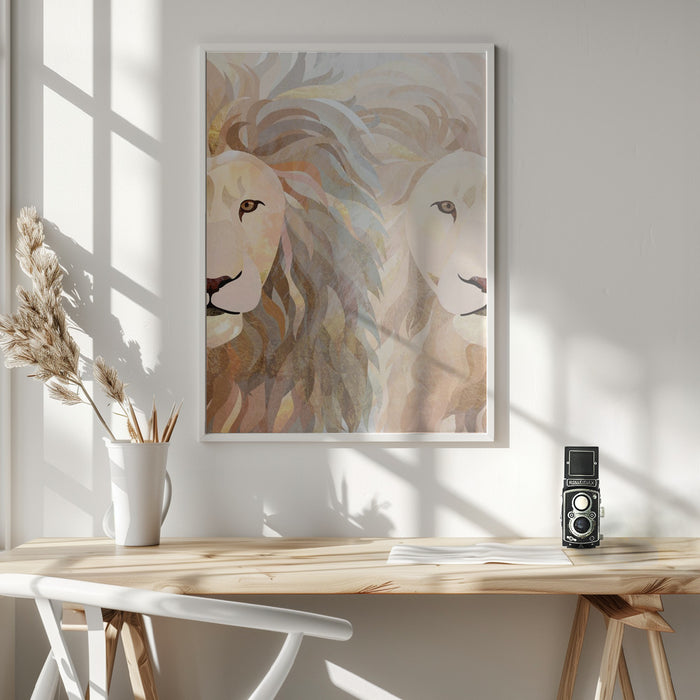 Lion half face 2 Framed Art Wall Decor