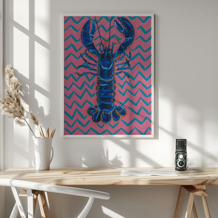 Lobster On Zigzag Framed Art Wall Decor