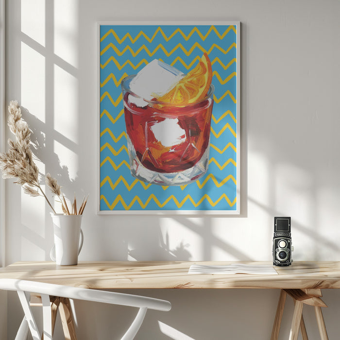 Negroni Blue Framed Art Wall Decor