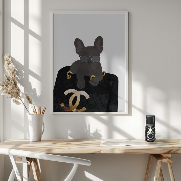 Frenchie in the bag Framed Art Wall Decor