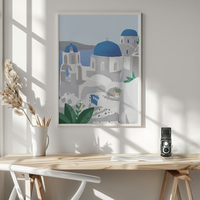 Santorini island Framed Art Wall Decor