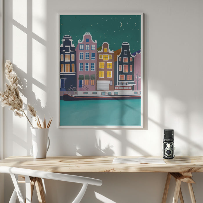 Amsterdam by night Framed Art Wall Decor