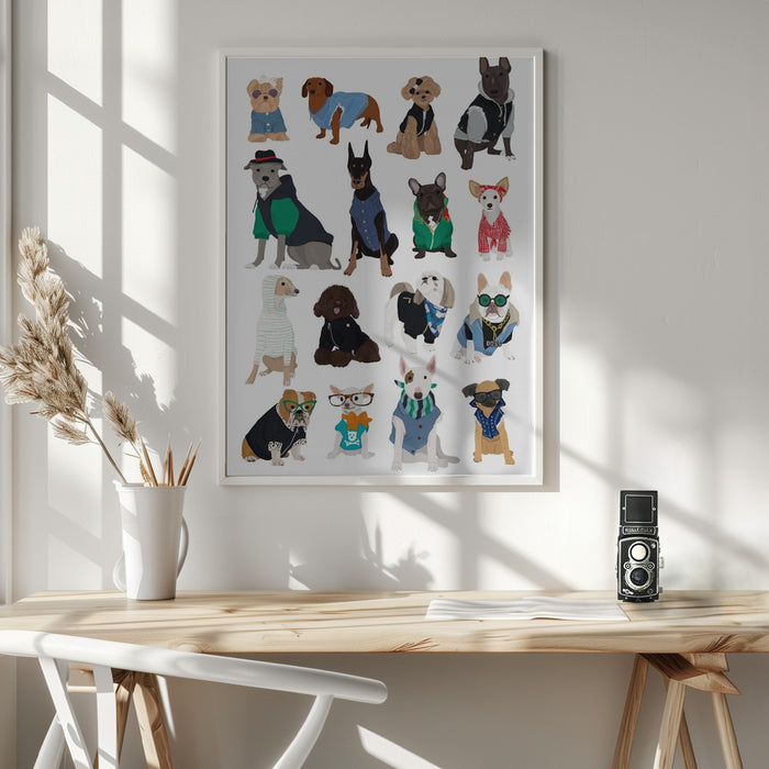 Cool Dog Print Framed Art Wall Decor