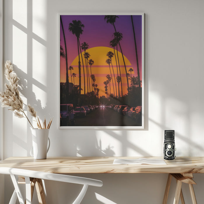 Retro Sunset Framed Art Wall Decor