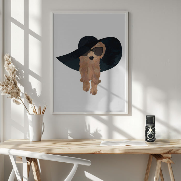 Cockapoo Sun Hat Framed Art Wall Decor