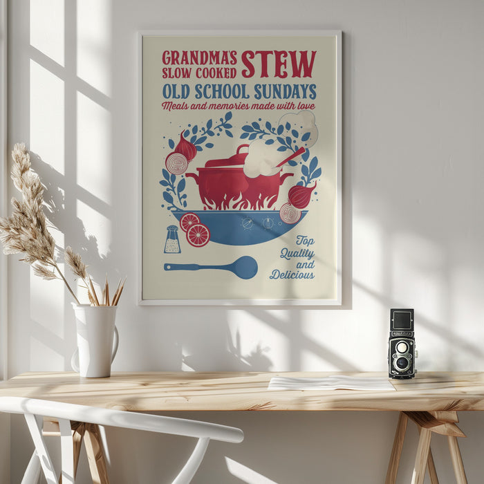 Grandmas Stew kitchen print Framed Art Wall Decor