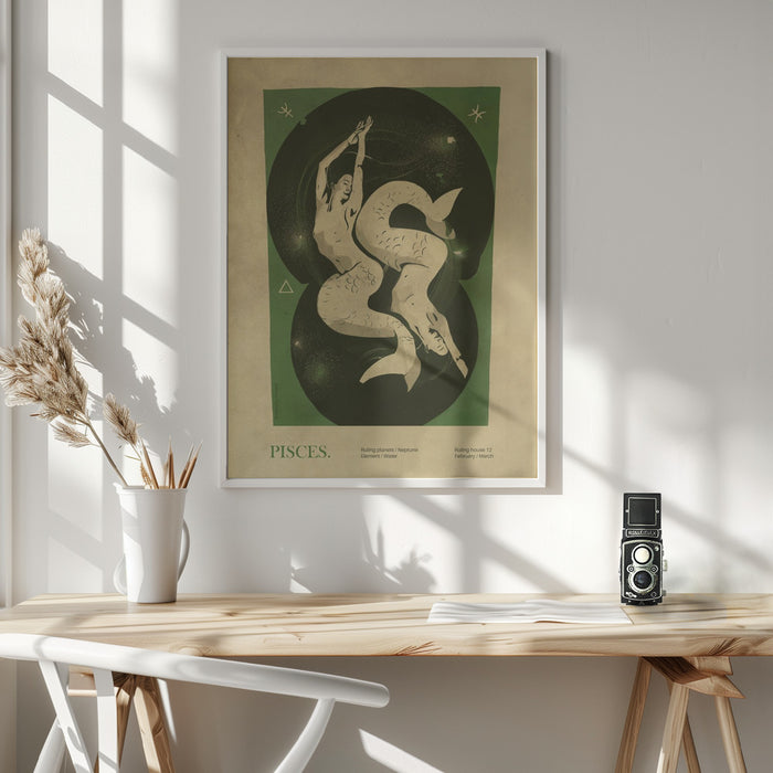 Pisces print Framed Art Wall Decor