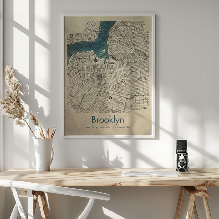 Brooklyn map Framed Art Wall Decor