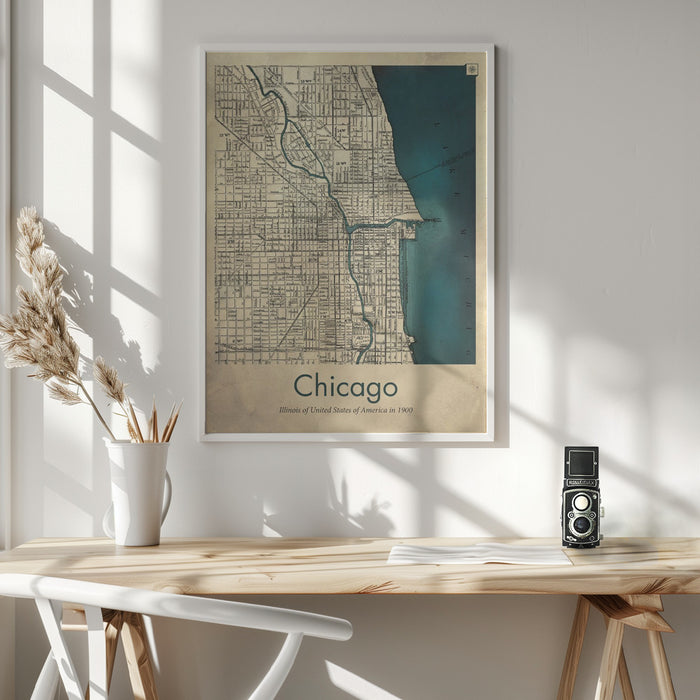 Chicago map Framed Art Wall Decor