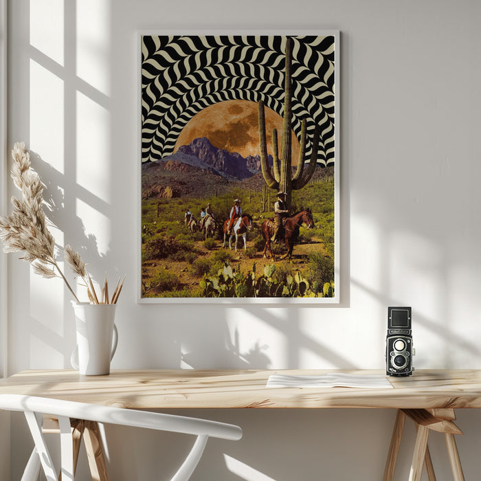 Illusionary Cowboys Framed Art Wall Decor