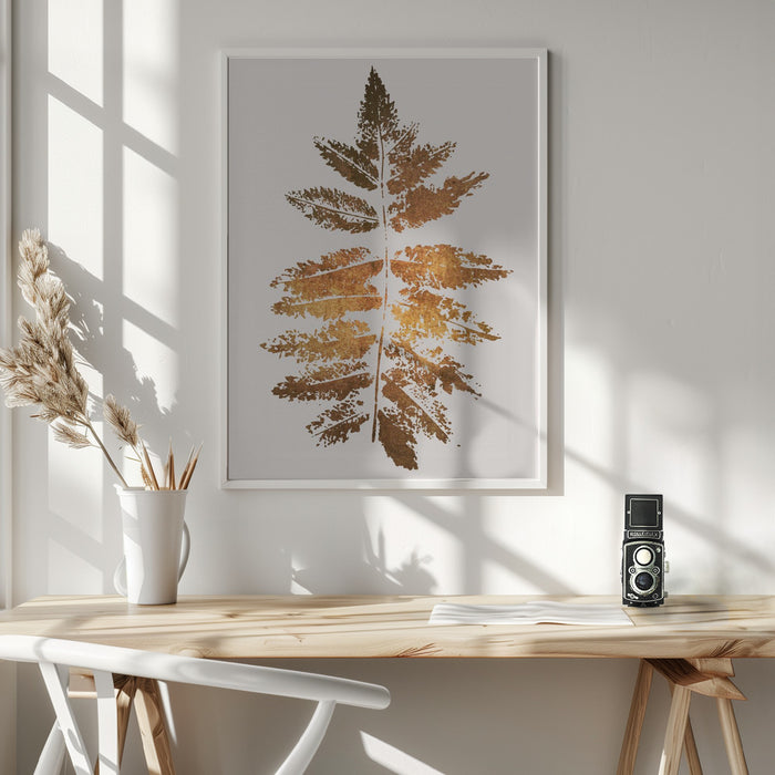 Oak Leaf Print   Gold Framed Art Wall Decor