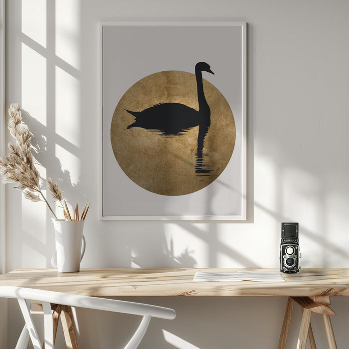 The Swan Gold Framed Art Wall Decor