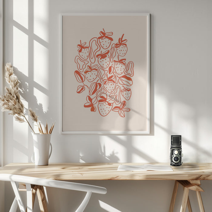 Strawberries Framed Art Modern Wall Decor