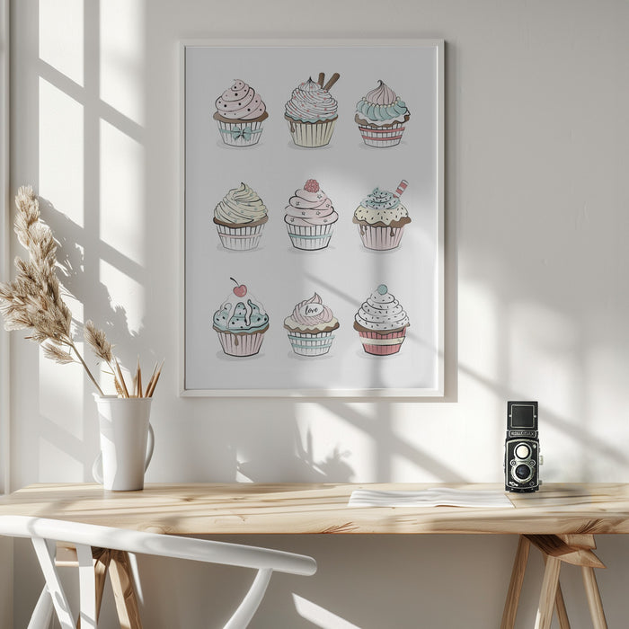 Cupcakes Framed Art Wall Decor