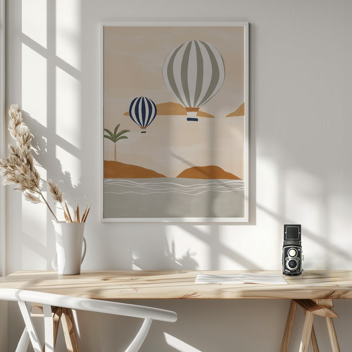 Airballoons In Dessert Framed Art Wall Decor