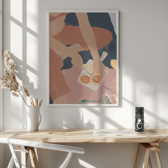 Cutting Grapefruits Framed Art Wall Decor