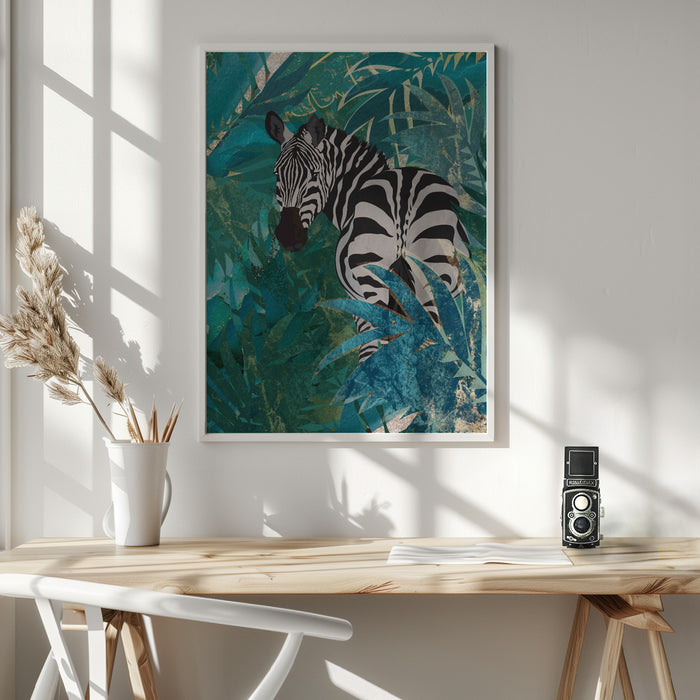 Zebra in the jungle 1 Framed Art Wall Decor