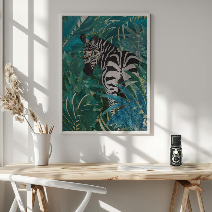 Zebra in the jungle 2 Framed Art Wall Decor