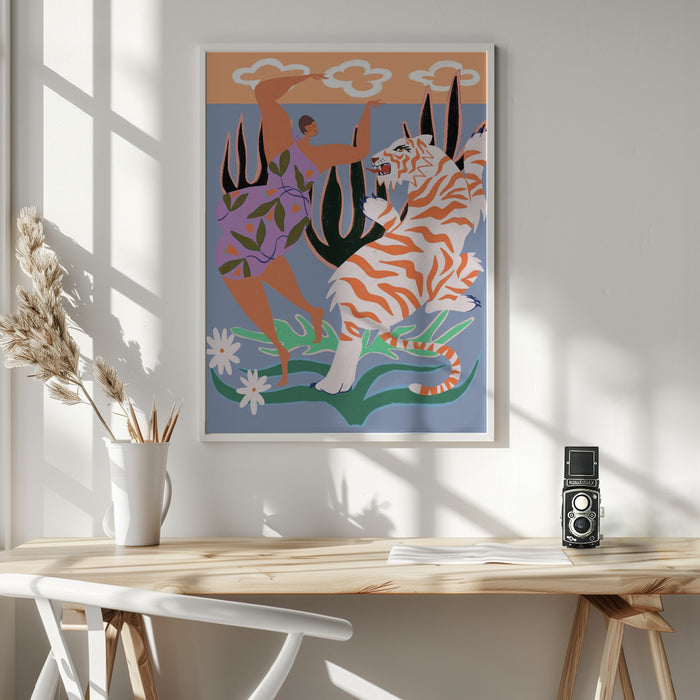 Hello Tiger Framed Art Wall Decor