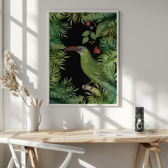 Jungle With Green Toucan Framed Art Wall Decor