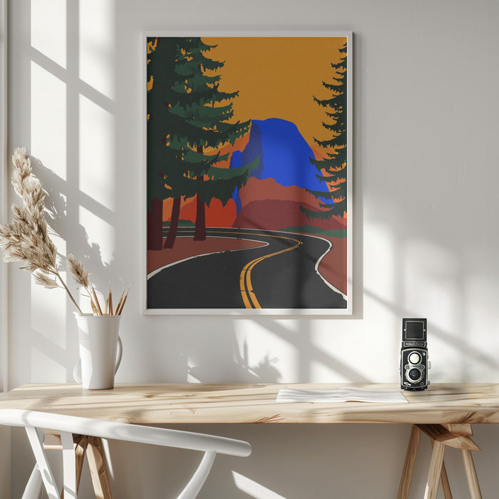 Clacier Road With Half Dome Framed Art Wall Decor