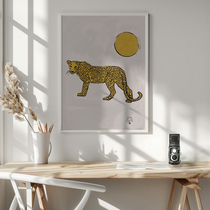 Leopard and Sun   Erum Khalili.png Framed Art Wall Decor