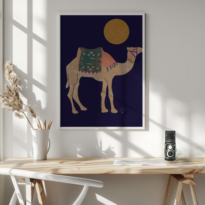 Camel and Moon   Erum Khalili.png Framed Art Wall Decor