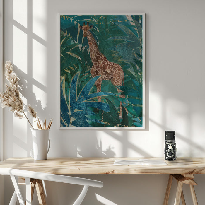 Giraffe in the jungle Framed Art Wall Decor