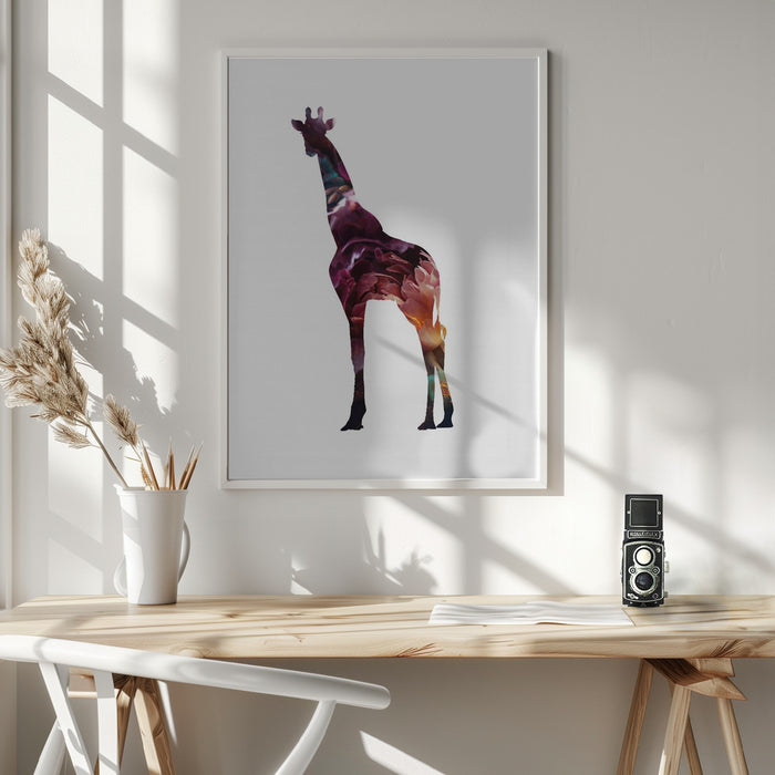 Flower Giraffe Framed Art Modern Wall Decor