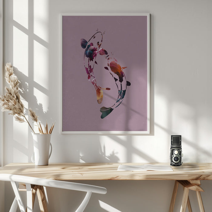 Koi Fish Abstract Framed Art Wall Decor