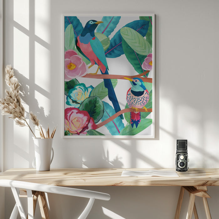 Birds of Spring Framed Art Wall Decor