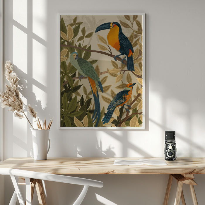 Paradise Birds Framed Art Wall Decor