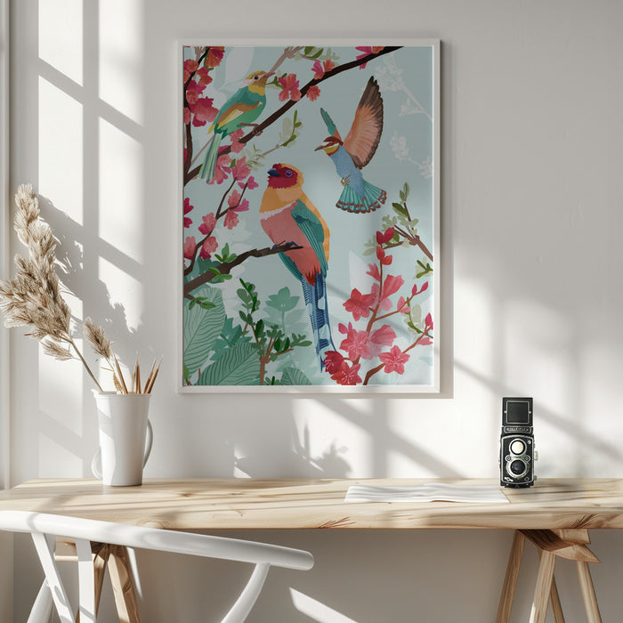 Birds of Summer Framed Art Wall Decor