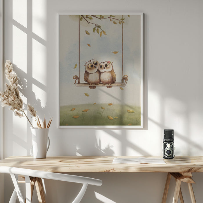 Owls in love Framed Art Wall Decor