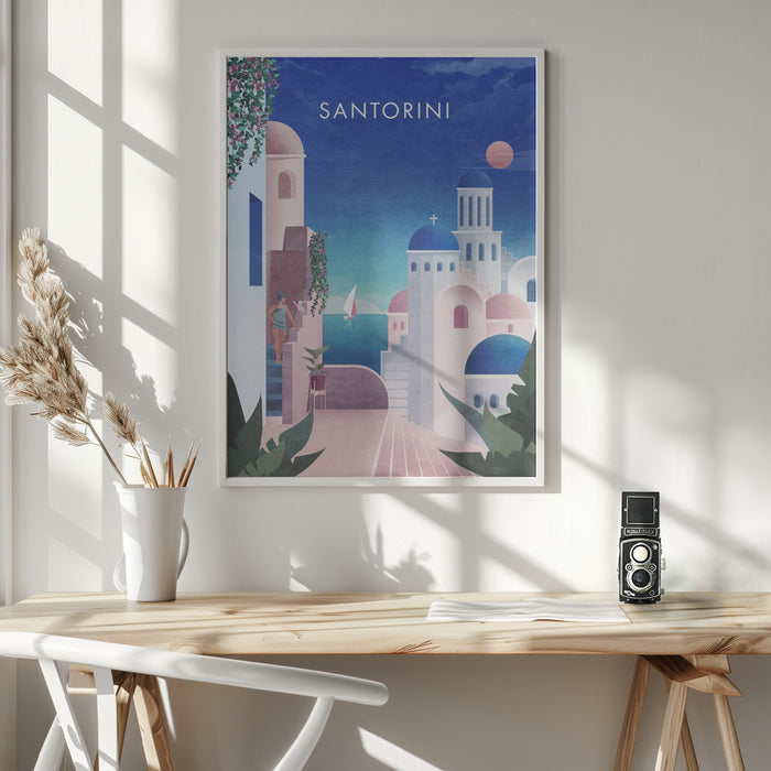 Santorini Text.png Framed Art Wall Decor