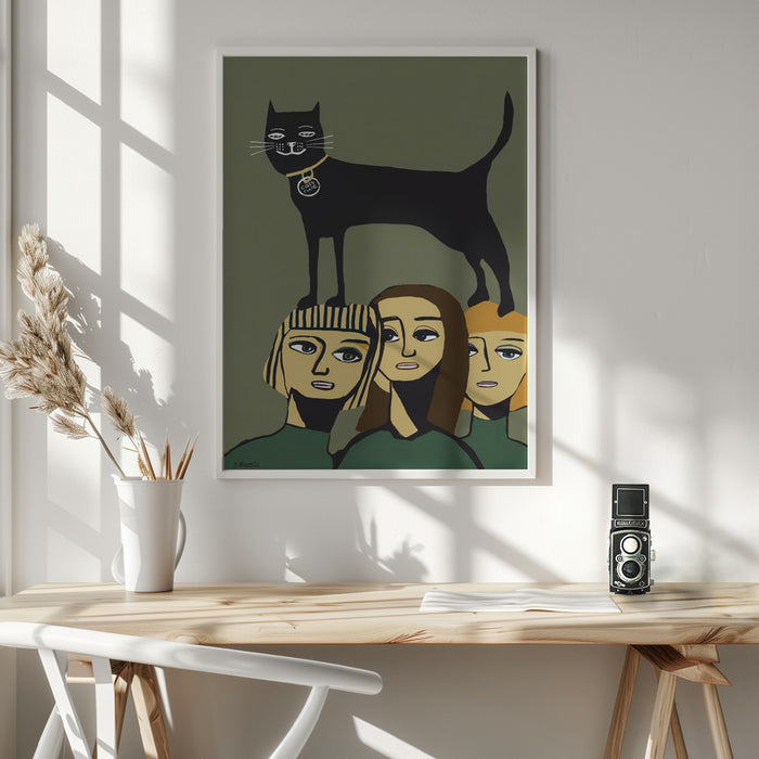 Black Cat Rules Framed Art Wall Decor