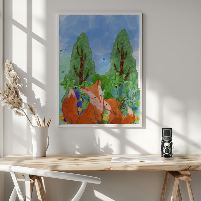 red fox Framed Art Wall Decor