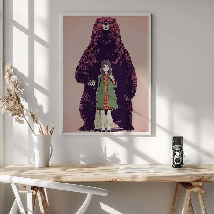 A bear in the forest Framed Art Wall Decor