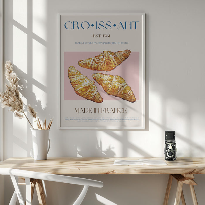 Croissant Print Framed Art Wall Decor