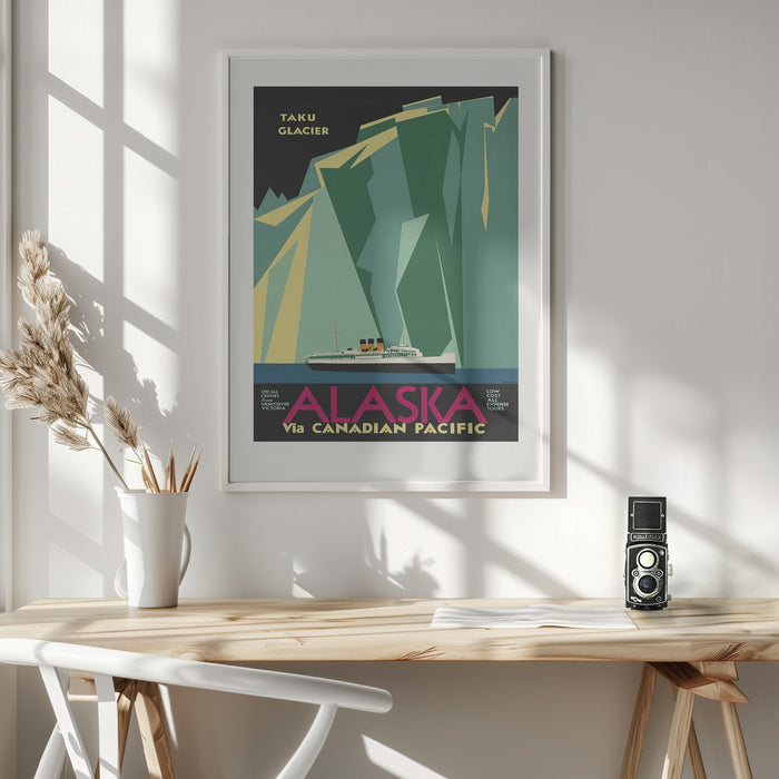 Alaska Via Canadian Pacific. Taku Glacier Framed Art Wall Decor