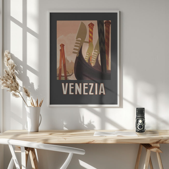 Venezia Poster Dark Framed Art Wall Decor