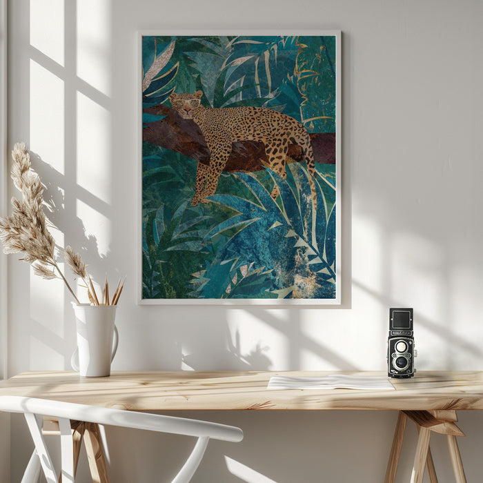 Lazy Leopard in the jungle Framed Art Wall Decor