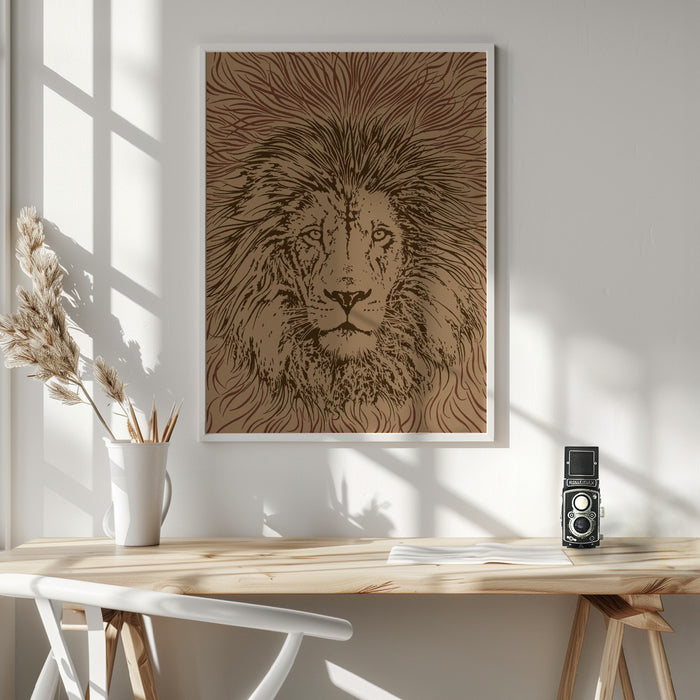 Lion Face King of the Beasts Framed Art Wall Decor