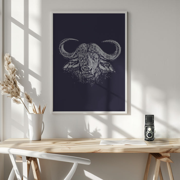 Cape Buffalo and Oxpecker Framed Art Wall Decor